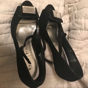 White House Black Market Mirrored Peep Toe